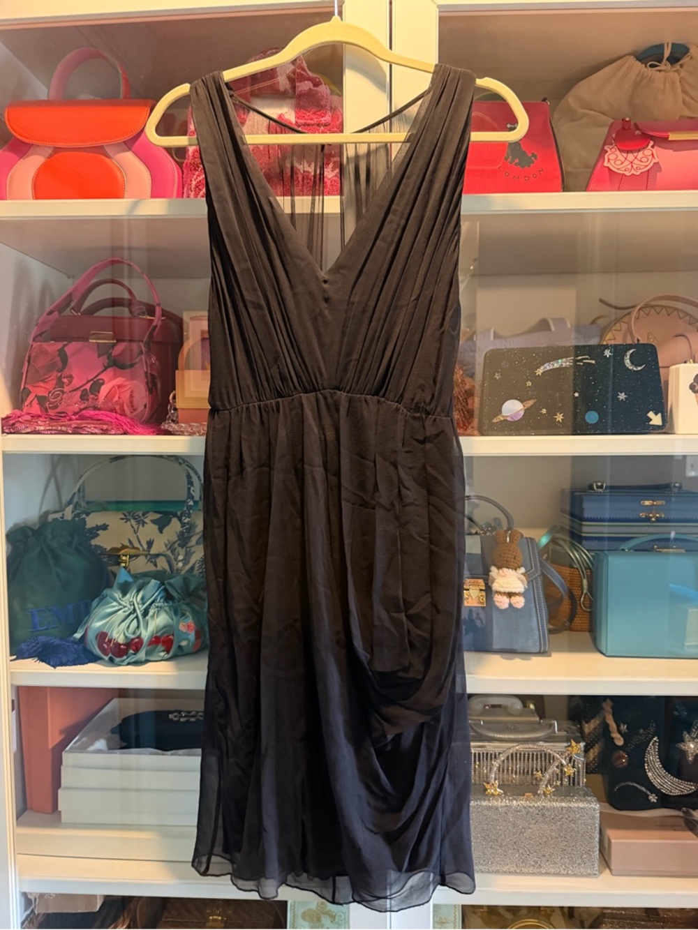 Alice + Olivia black cocktail dress with sheer open back